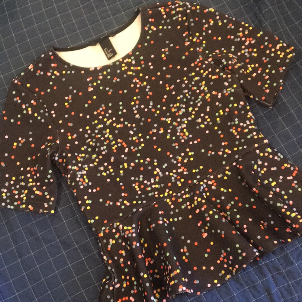 H&M Colorful Dots Peplum Top